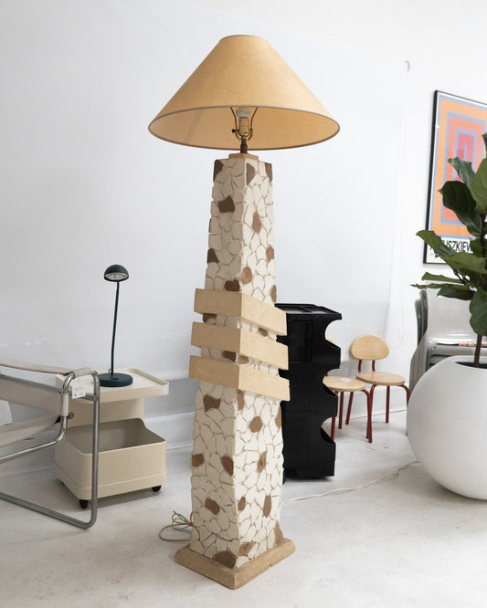 1960s Plaster Fireplace Stone Style Floor Lamp