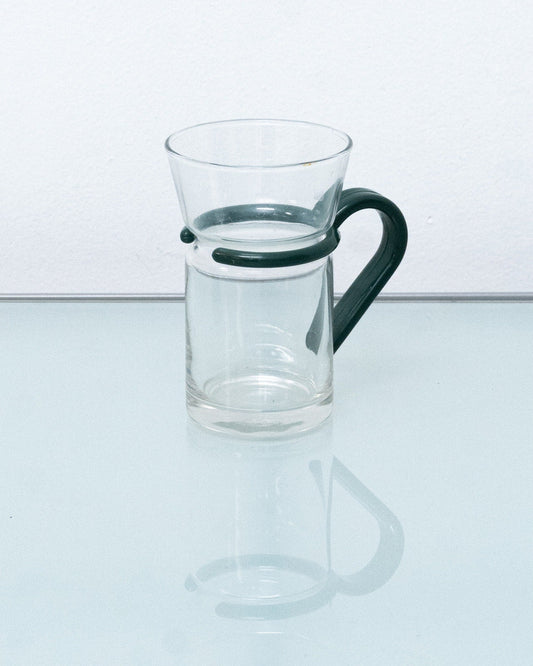 Inspiration Italia Glass Cappuccino Glasses/Mugs with Green Plastic Handle