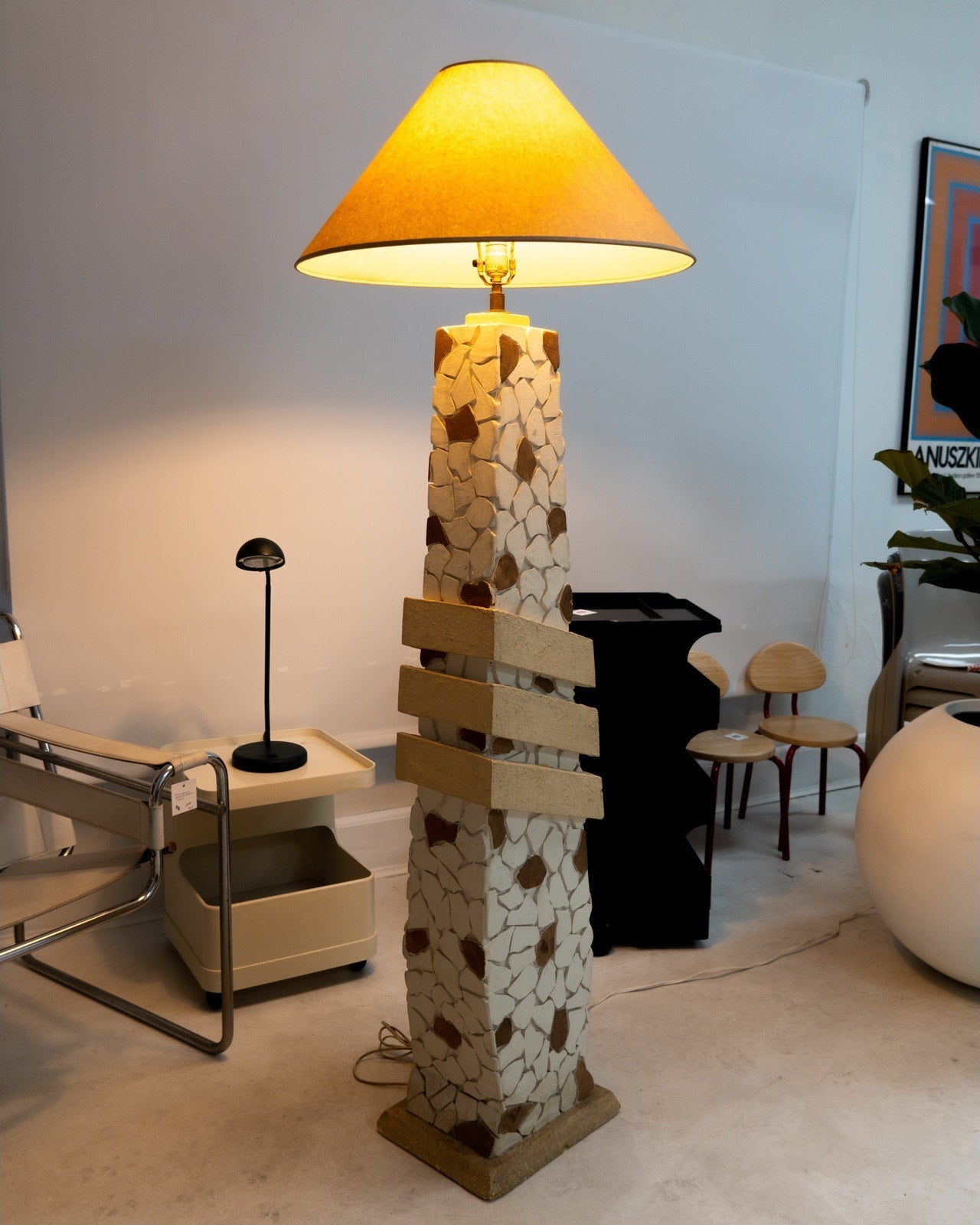 1960s Plaster Fireplace Stone Style Floor Lamp
