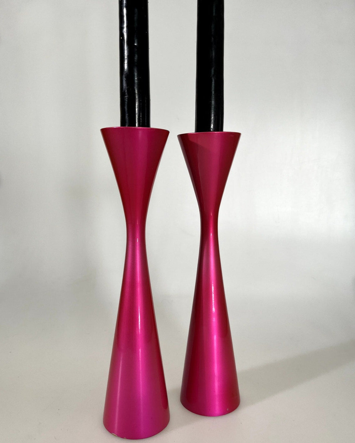 1960s Fluorescent Pink Mod Candle Stick Holders