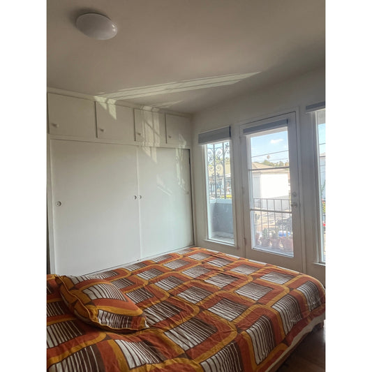 1960s Mod Orange White and Brown Bedspread and Sham