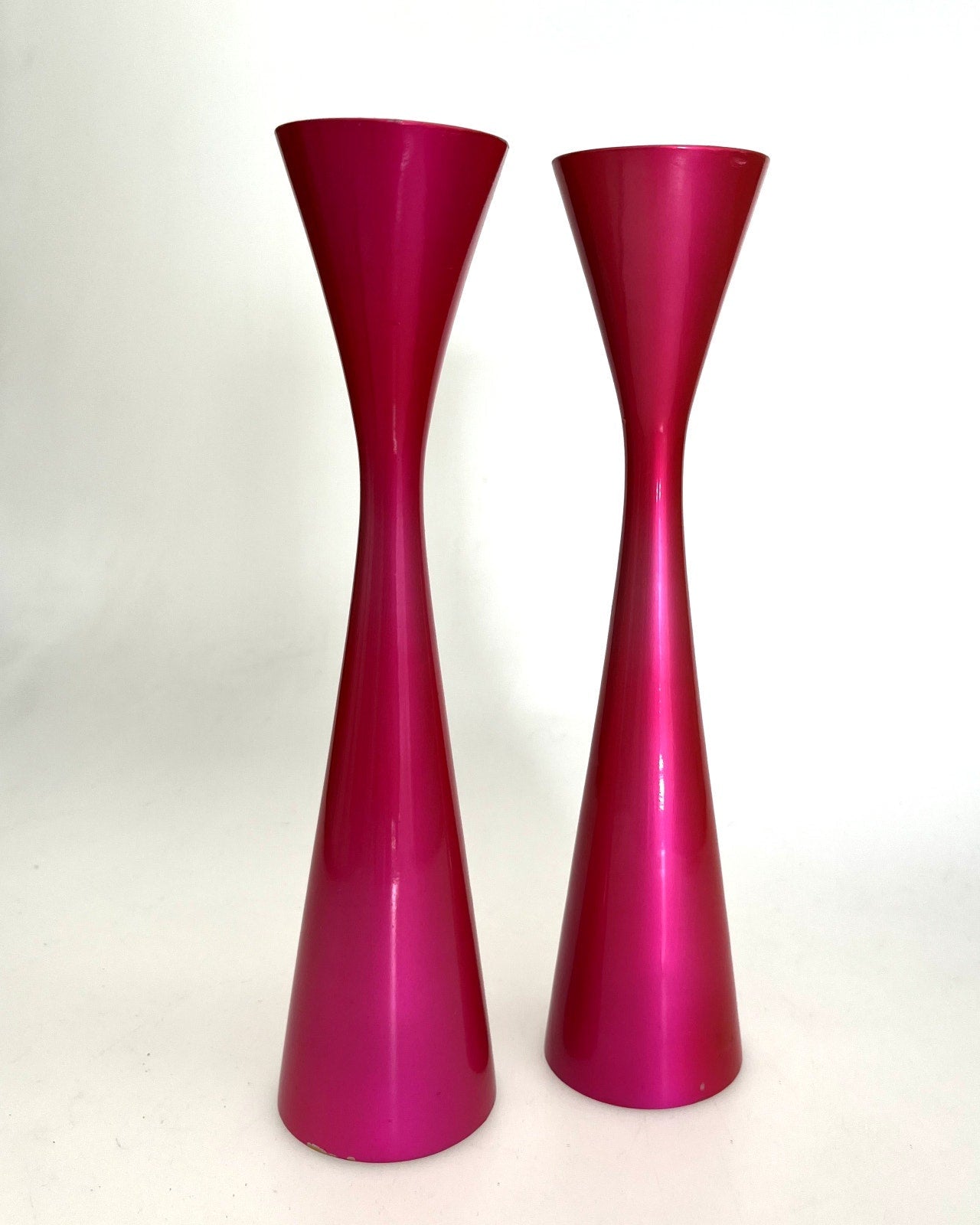 1960s Fluorescent Pink Mod Candle Stick Holders