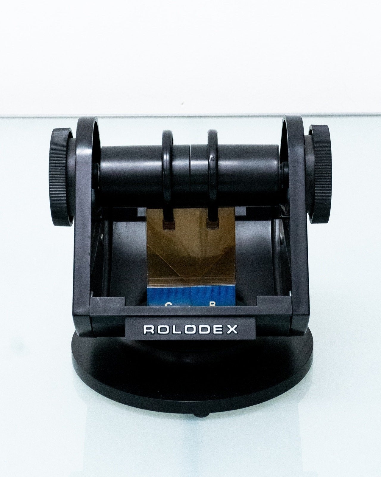 1950s Rolodex Contact Holder Black with Faux Wood Siding