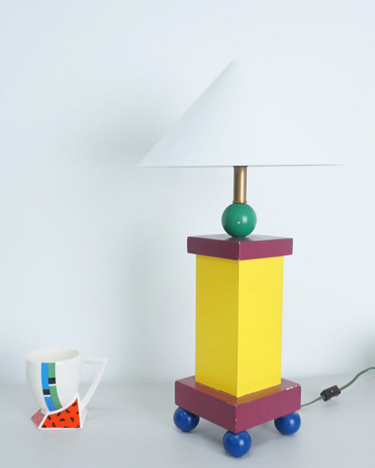 1980s Memphis Multicolored Wooden Postmodern Children's Lamp
