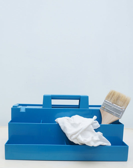 1980s Sensible Solutions Royal Blue Plastic Melamine Art Caddy