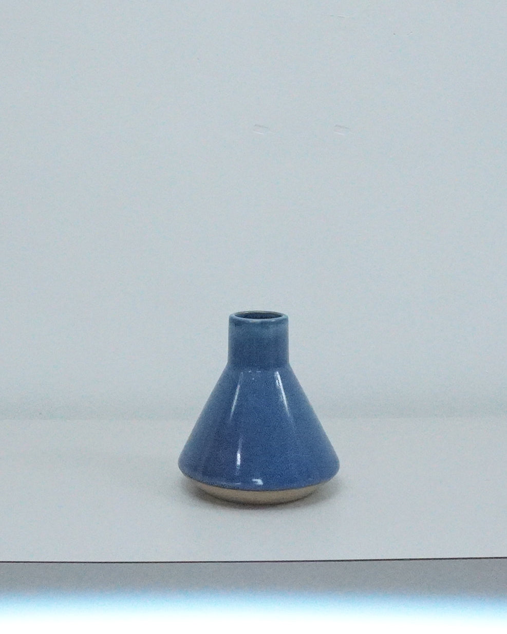 1970s Stoneware Blue Vase or Travel Mug