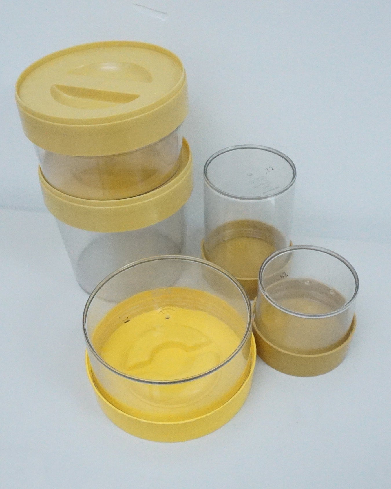 1950s Bee Plastics Yellow Tupperware Storage 5 Piece Set