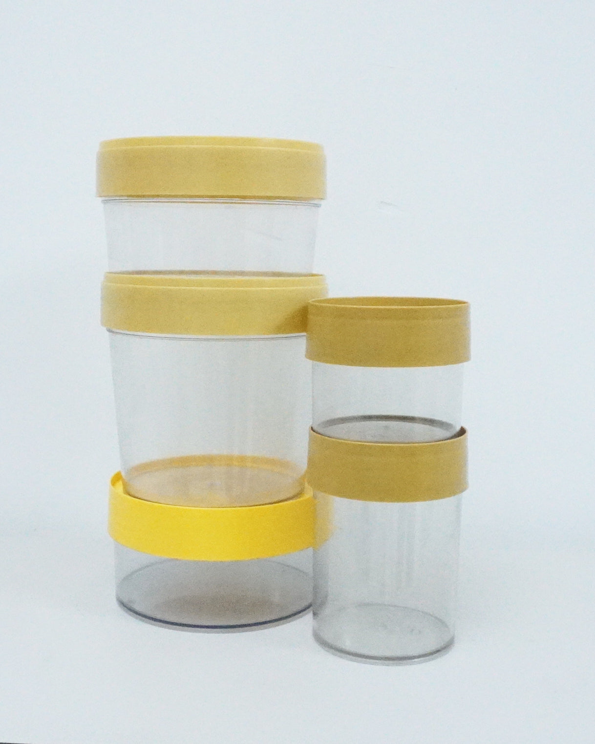 1950s Bee Plastics Yellow Tupperware Storage 5 Piece Set