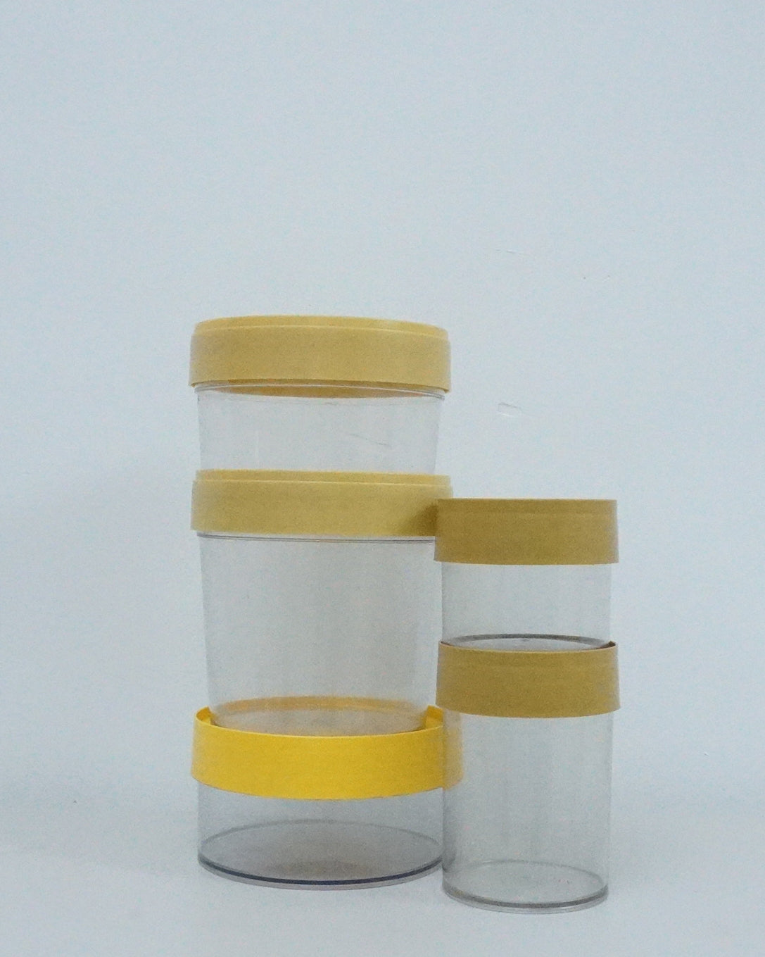 1950s Bee Plastics Yellow Tupperware Storage 5 Piece Set