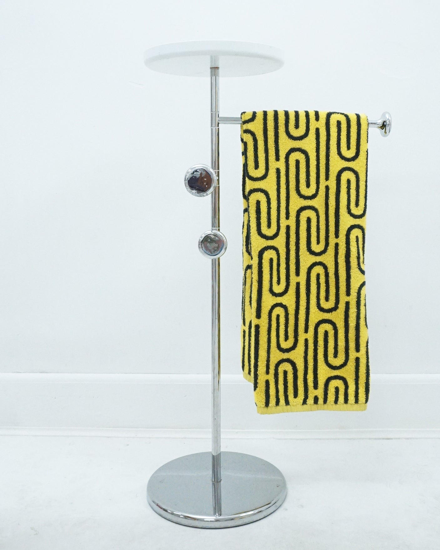 1970s Alessi Steel and Plastic Towel Rack