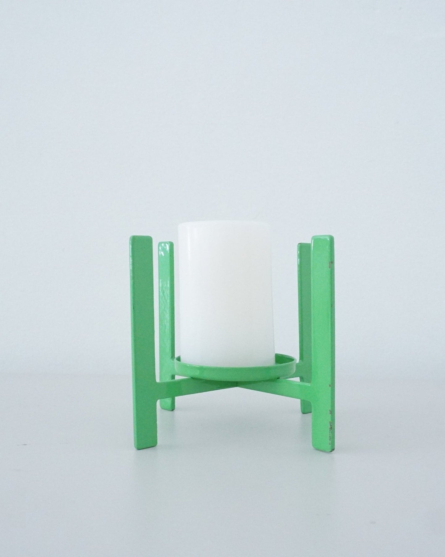 1970s Green Mod Metal Candle Holder