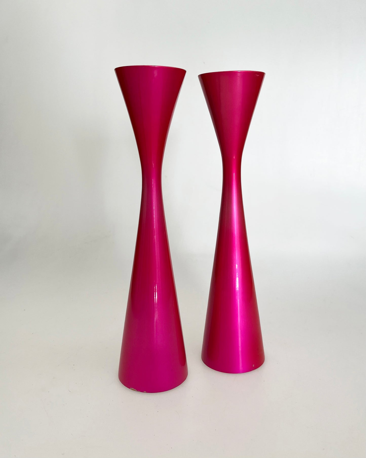 1960s Fluorescent Pink Mod Candle Stick Holders
