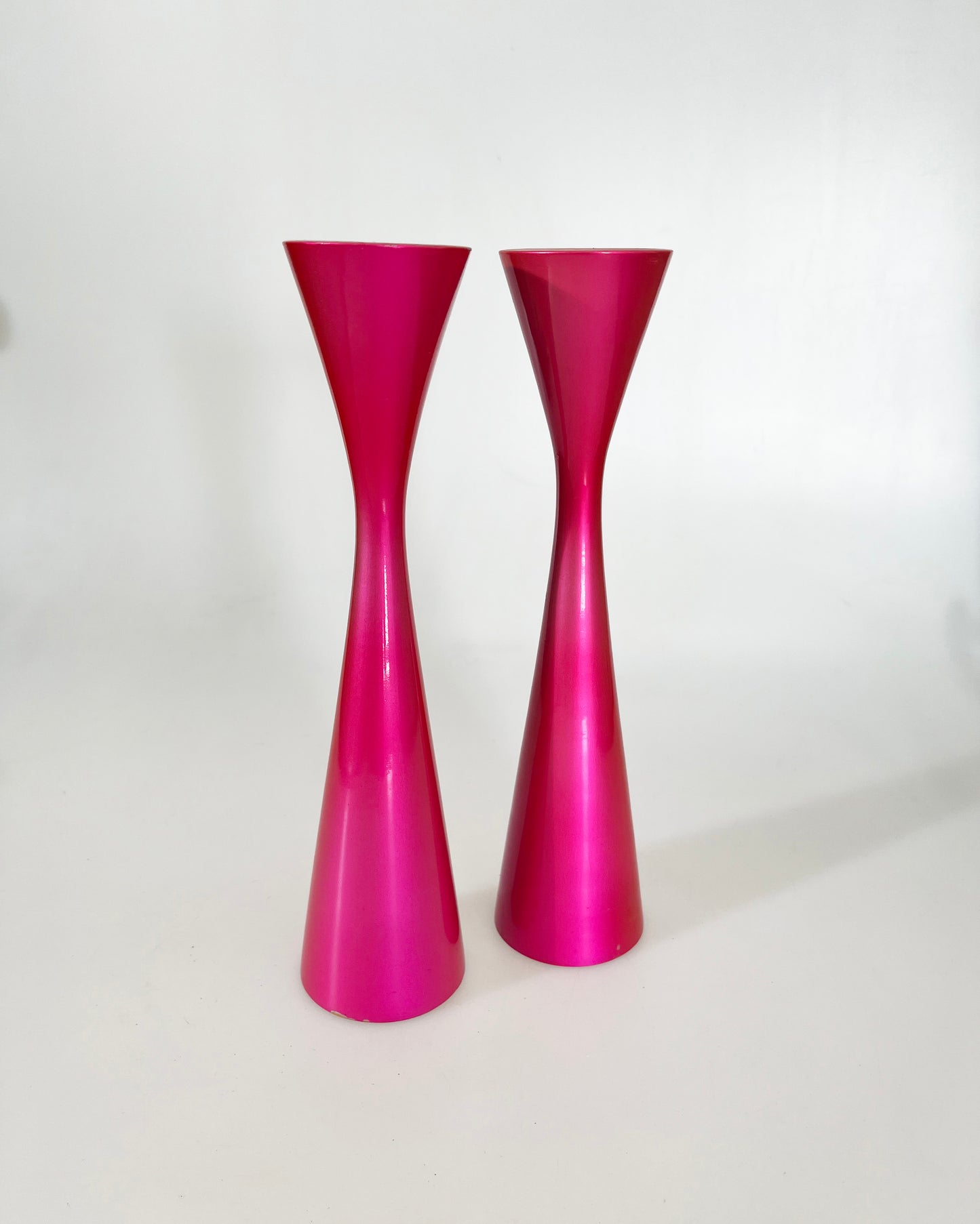 1960s Fluorescent Pink Mod Candle Stick Holders