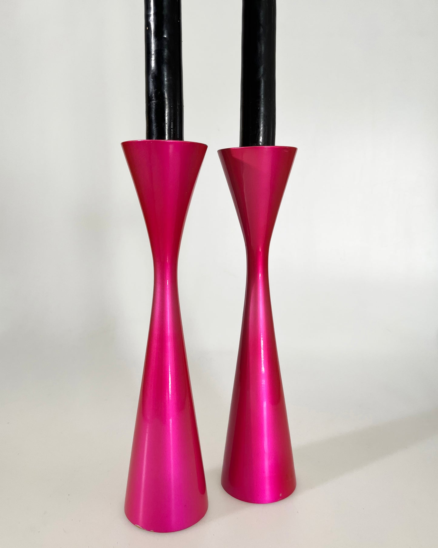 1960s Fluorescent Pink Mod Candle Stick Holders