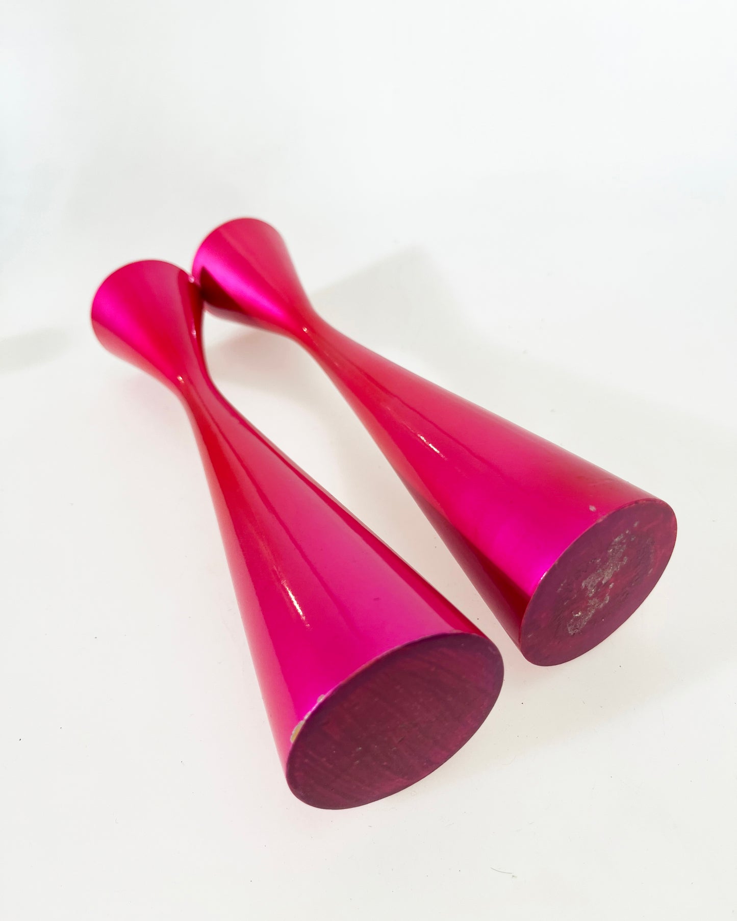 1960s Fluorescent Pink Mod Candle Stick Holders