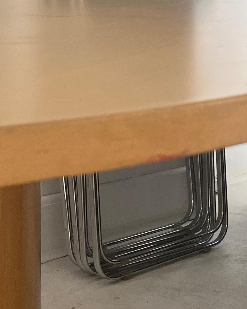 2000s Knoll Reff Round Drum Pedestal Dining Table