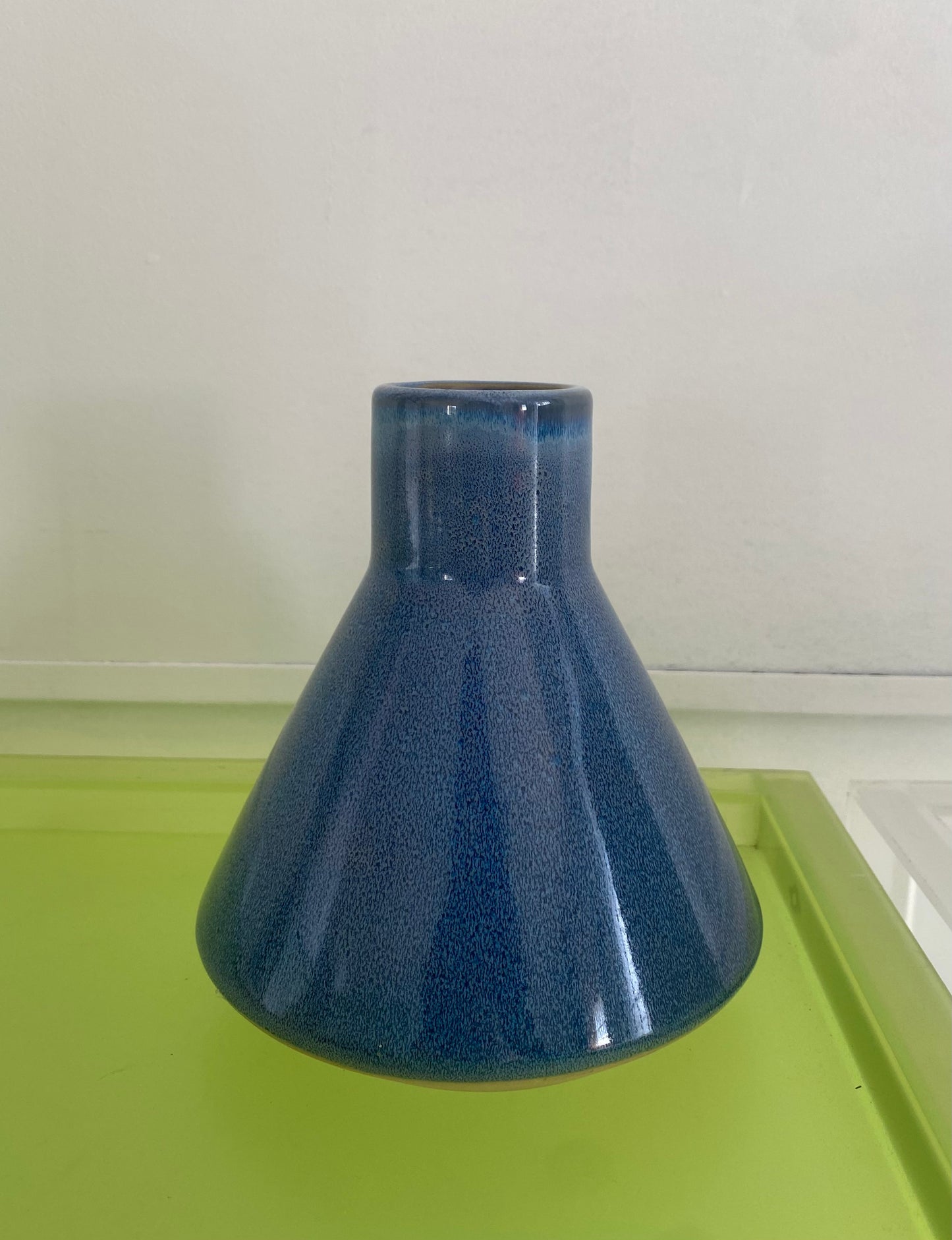 1970s Stoneware Blue Vase or Travel Mug