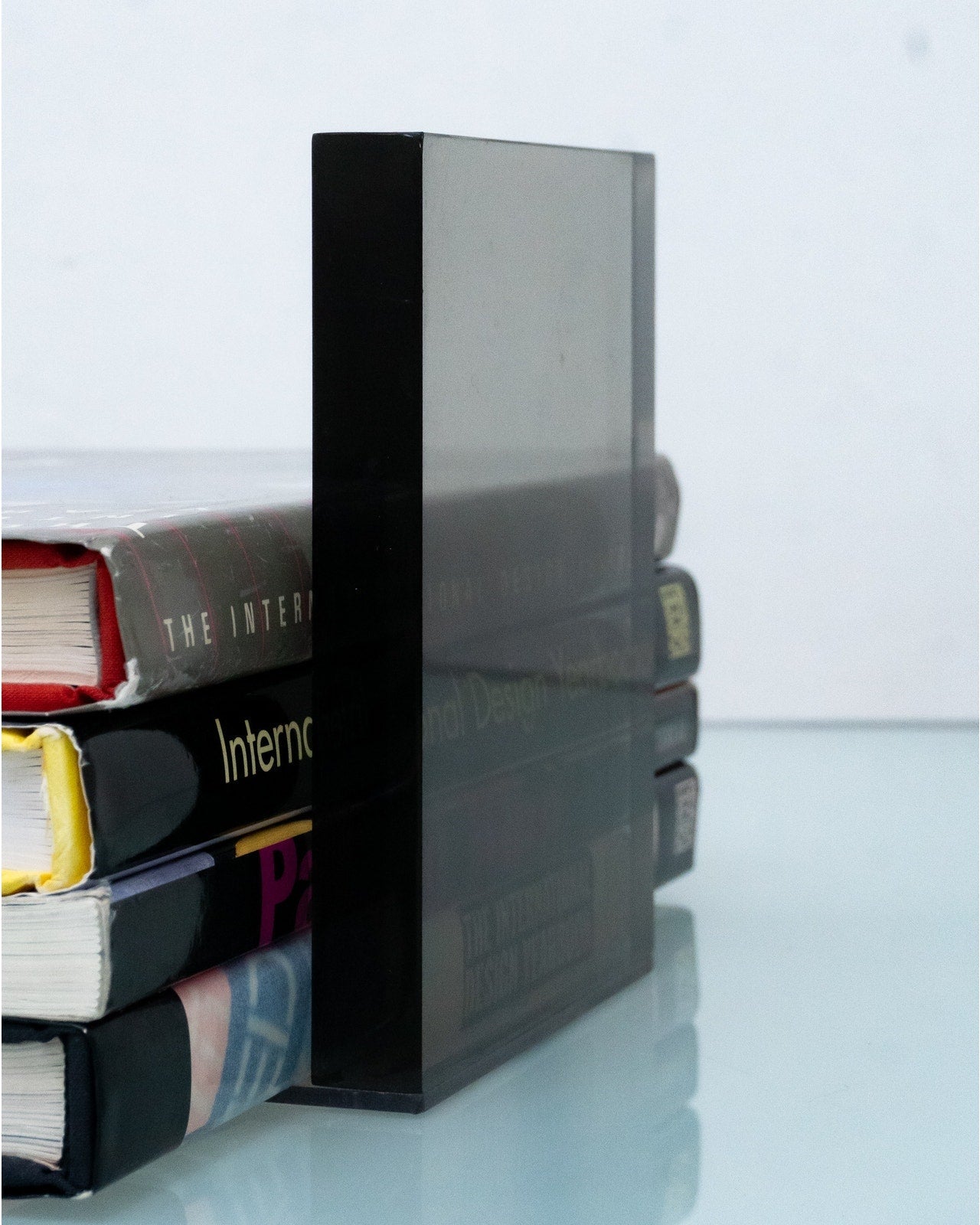 1980s Acrylic Smoked Gray Book End