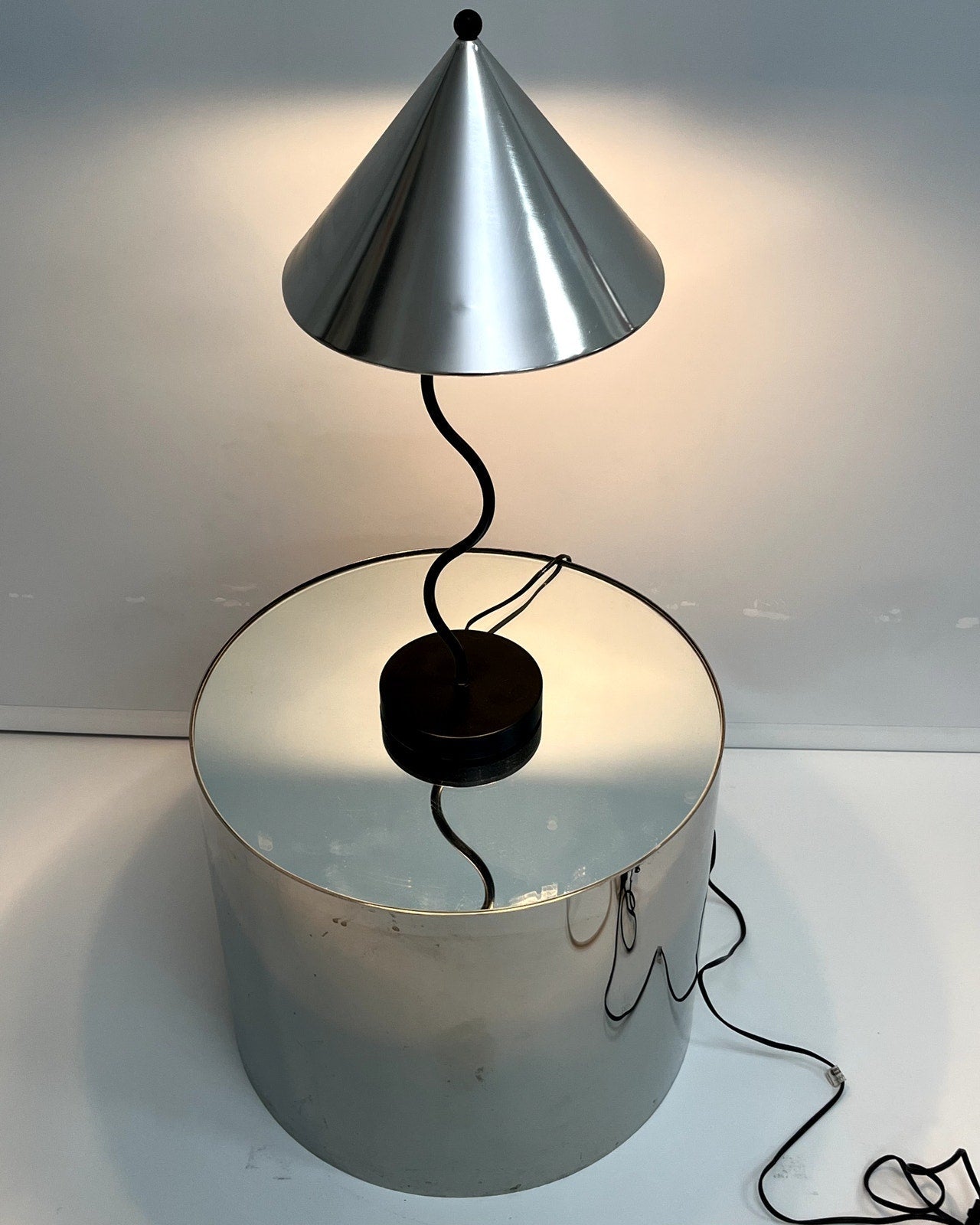 1970s Brueton Style Chrome and Mirrored Top Side Table