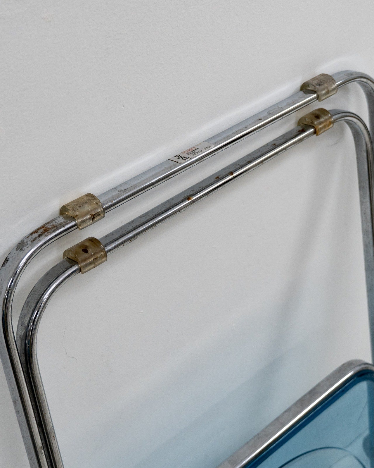 1970s Italian “Plia” Blue Lucite Folding Chairs by Giancarlo Piretti for Anonima Castelli