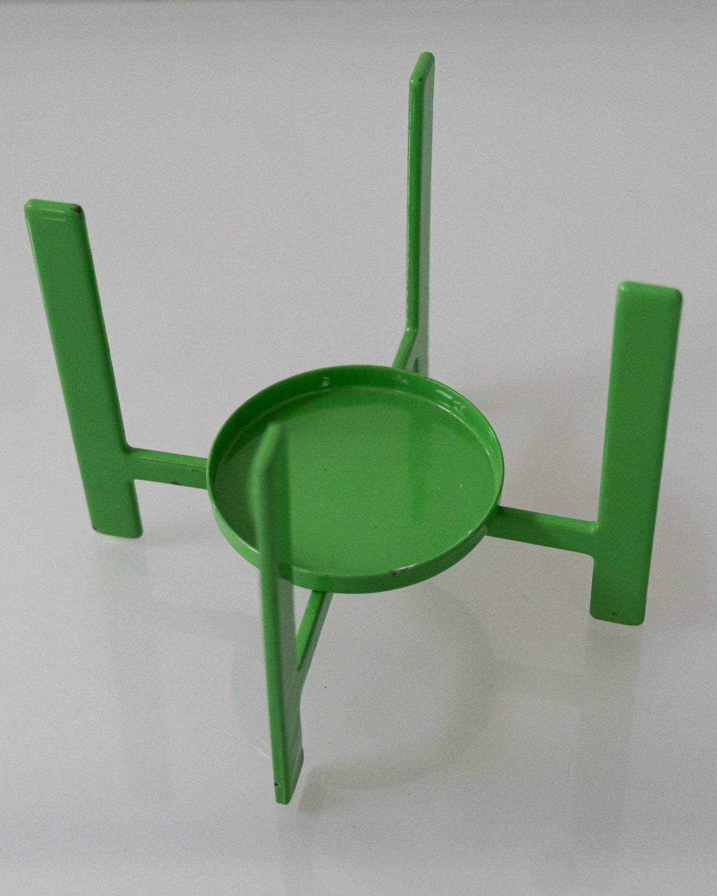 1970s Green Mod Metal Candle Holder