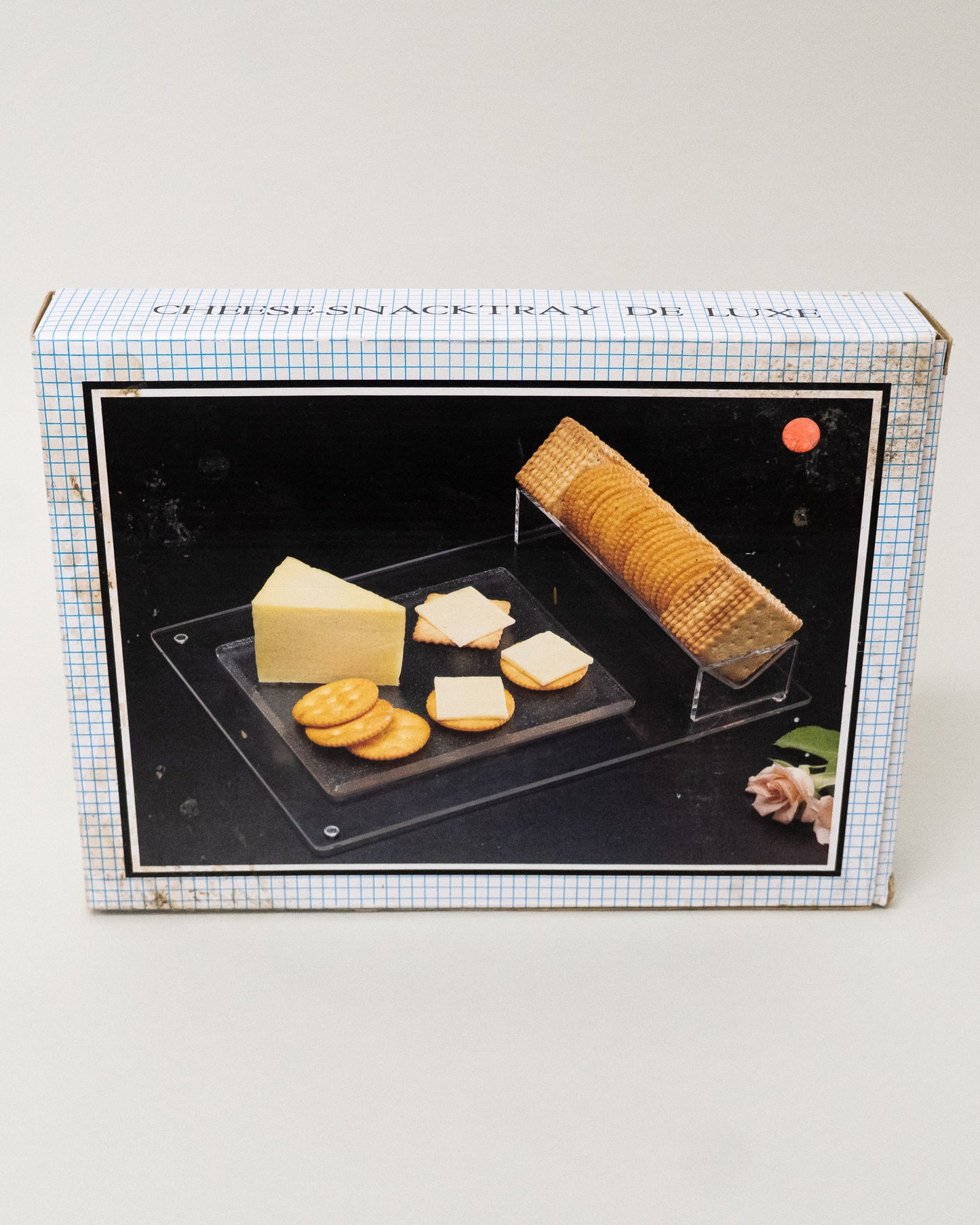 1980s Vintage Cheese Snack Tray Deluxe Clear Plastic Acrylic Original Box
