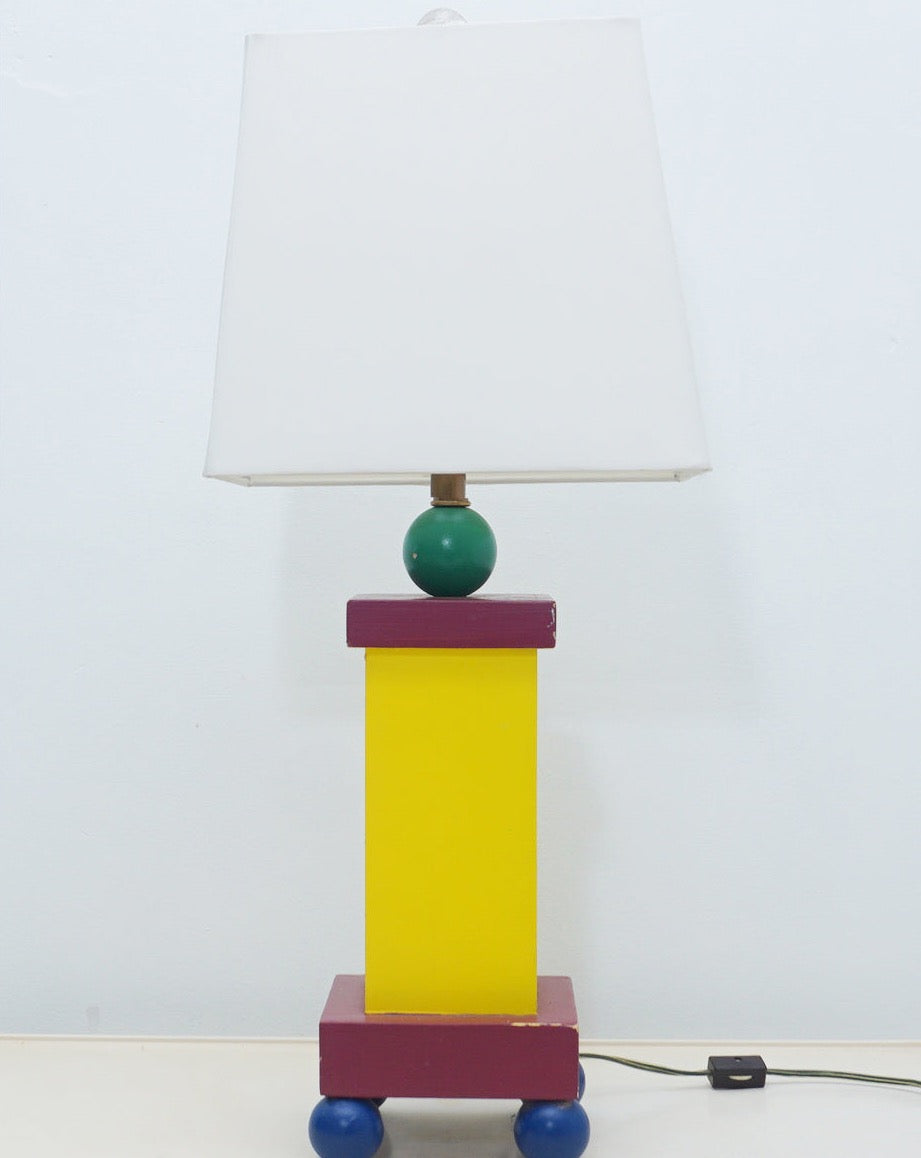 1980s Memphis Multicolored Wooden Postmodern Children's Lamp
