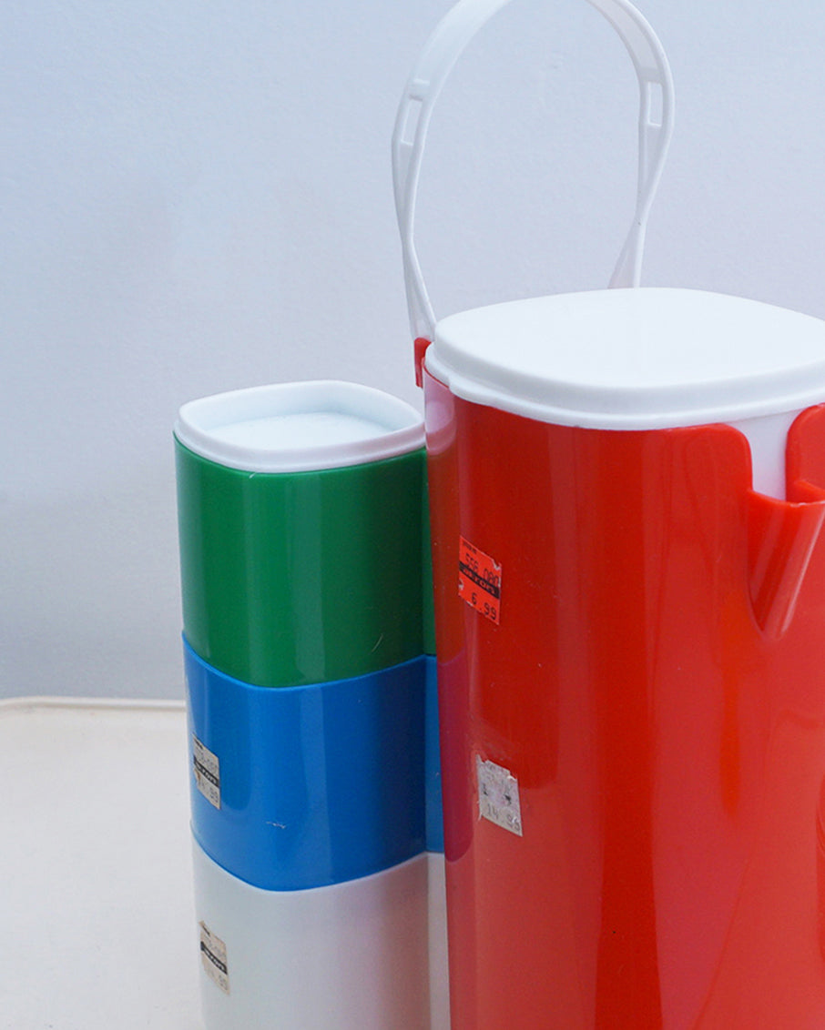 1970s PMSA Traveling Thermos and 6-Cup Set, Made in Mexico