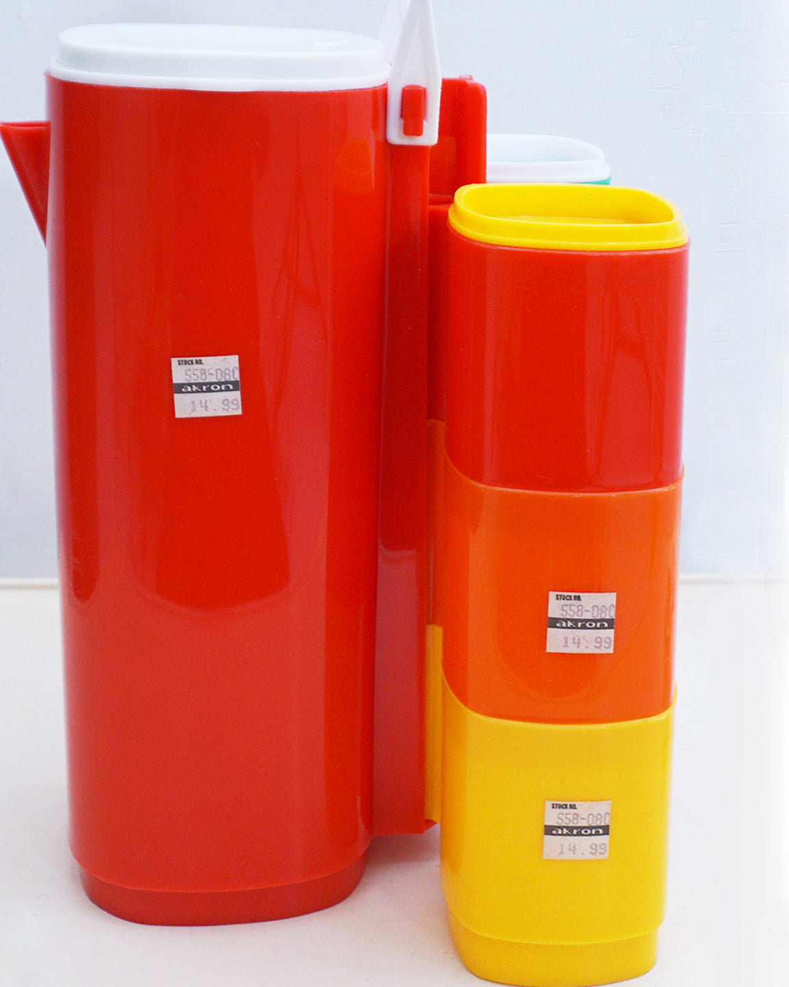 1970s PMSA Traveling Thermos and 6-Cup Set, Made in Mexico