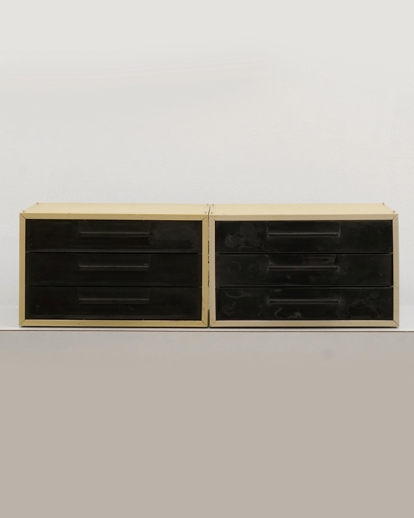 1970s Black and Grey Pair of Space Age Stacking Drawer Units