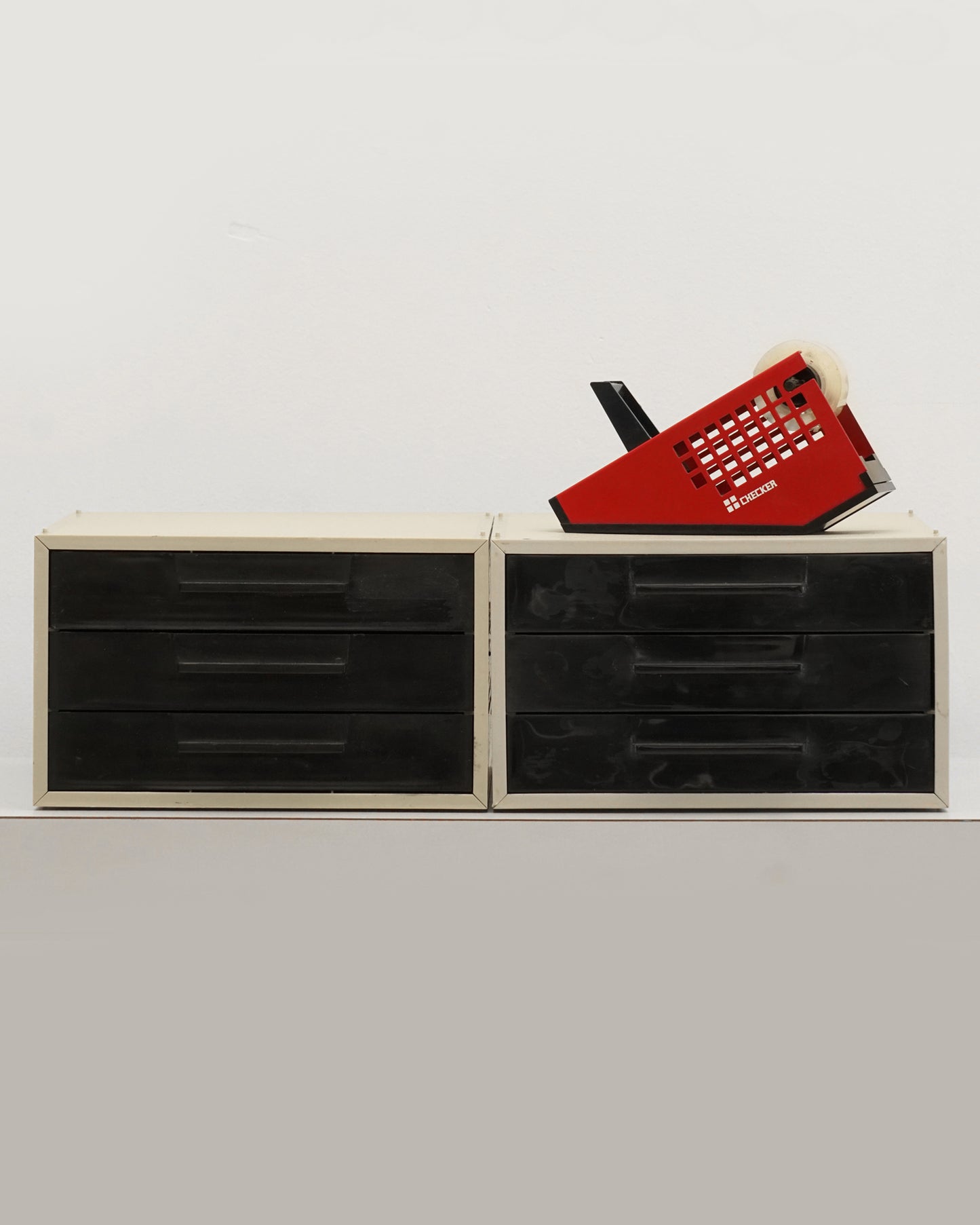 1970s Black and Grey Pair of Space Age Stacking Drawer Units