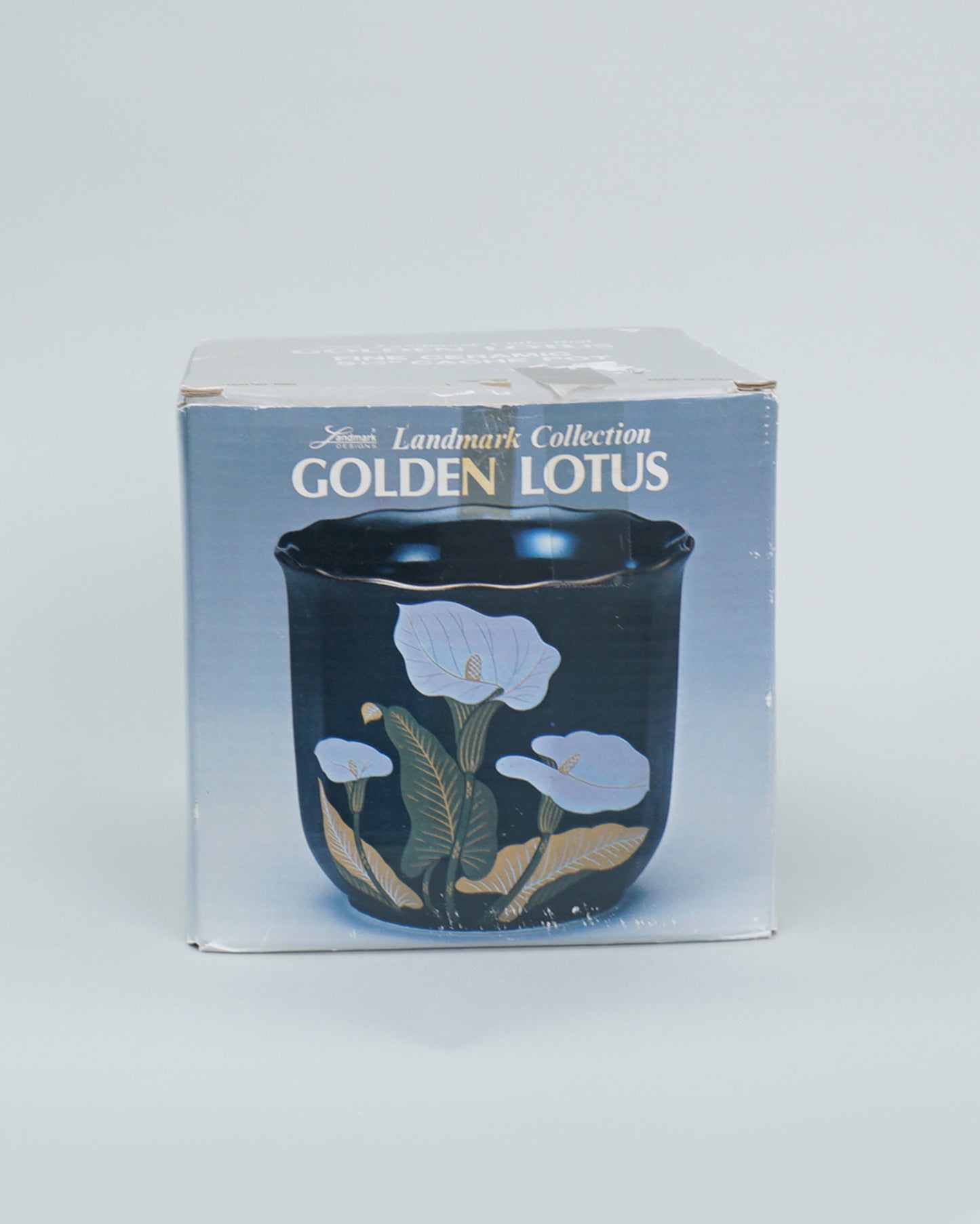 1980s Golden Lotus Bowl or Planter by Landmark Collection Stamped by Artist