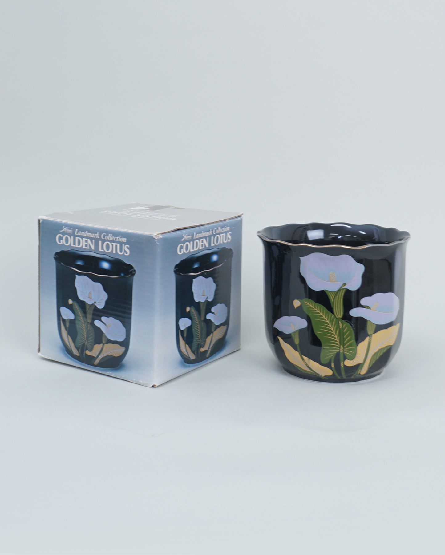 1980s Golden Lotus Bowl or Planter by Landmark Collection Stamped by Artist