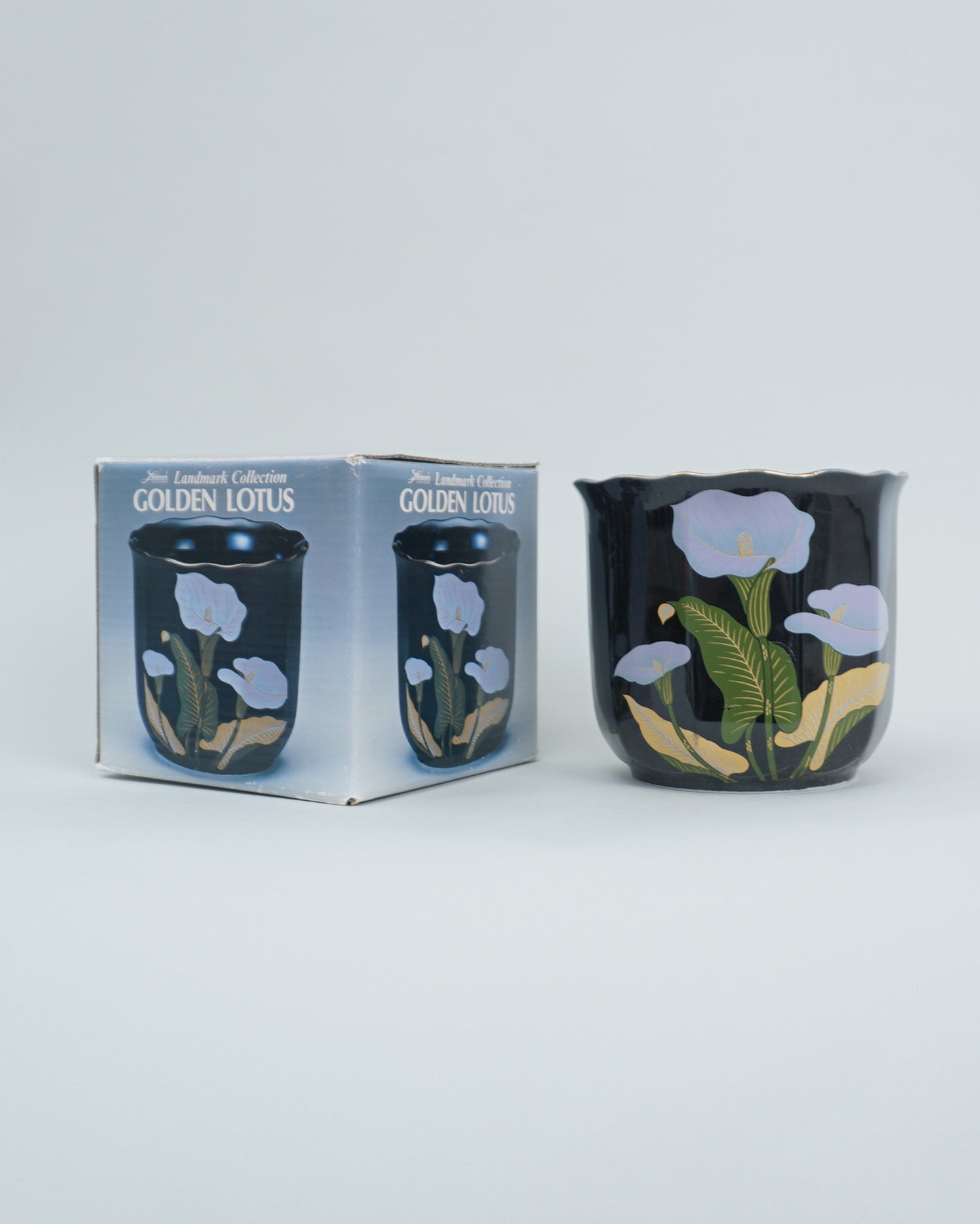 1980s Golden Lotus Bowl or Planter by Landmark Collection Stamped by Artist