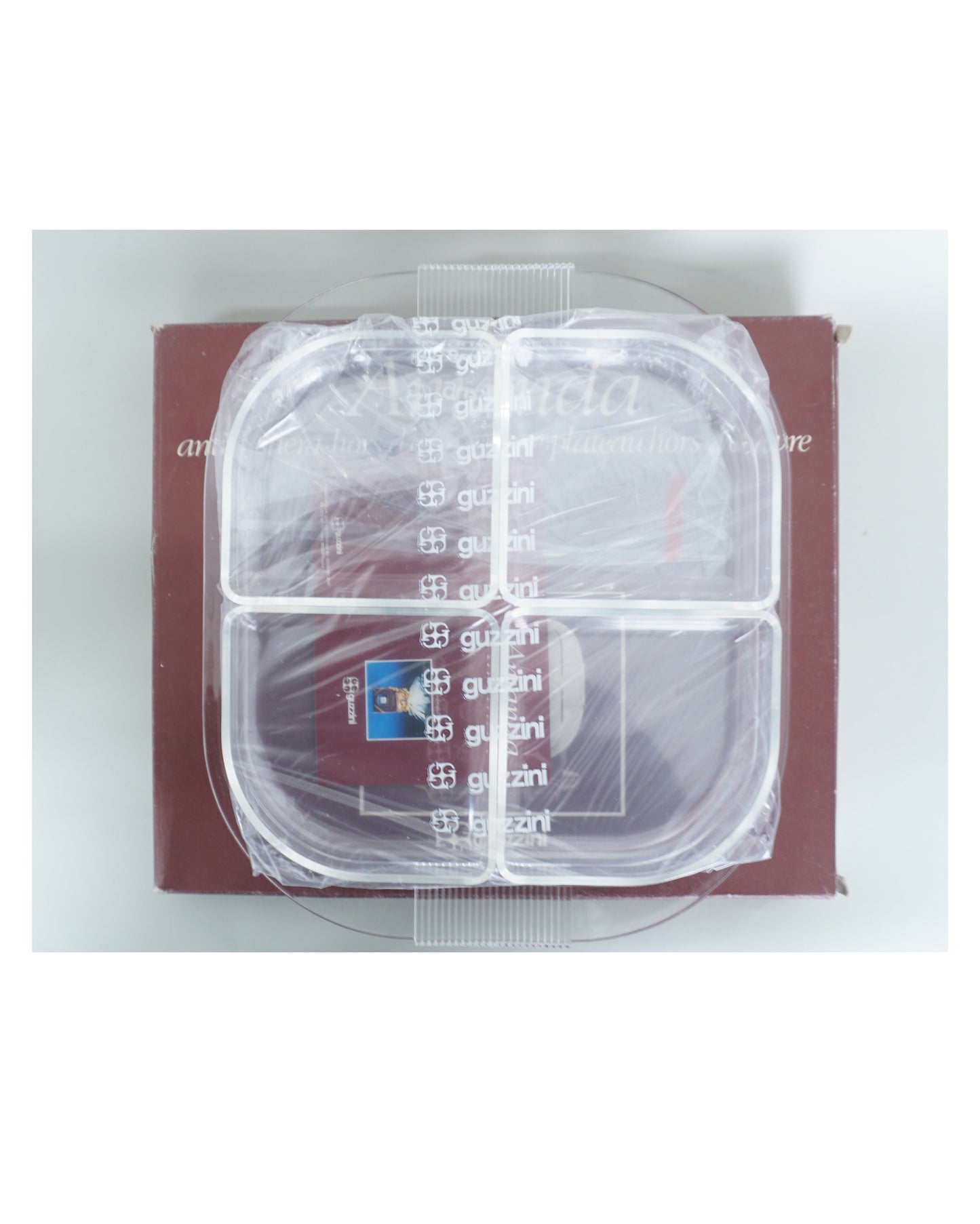 1970s “Amanda” Lucite Acrylic Appetizer Tray by Guzzini NOS New in Box