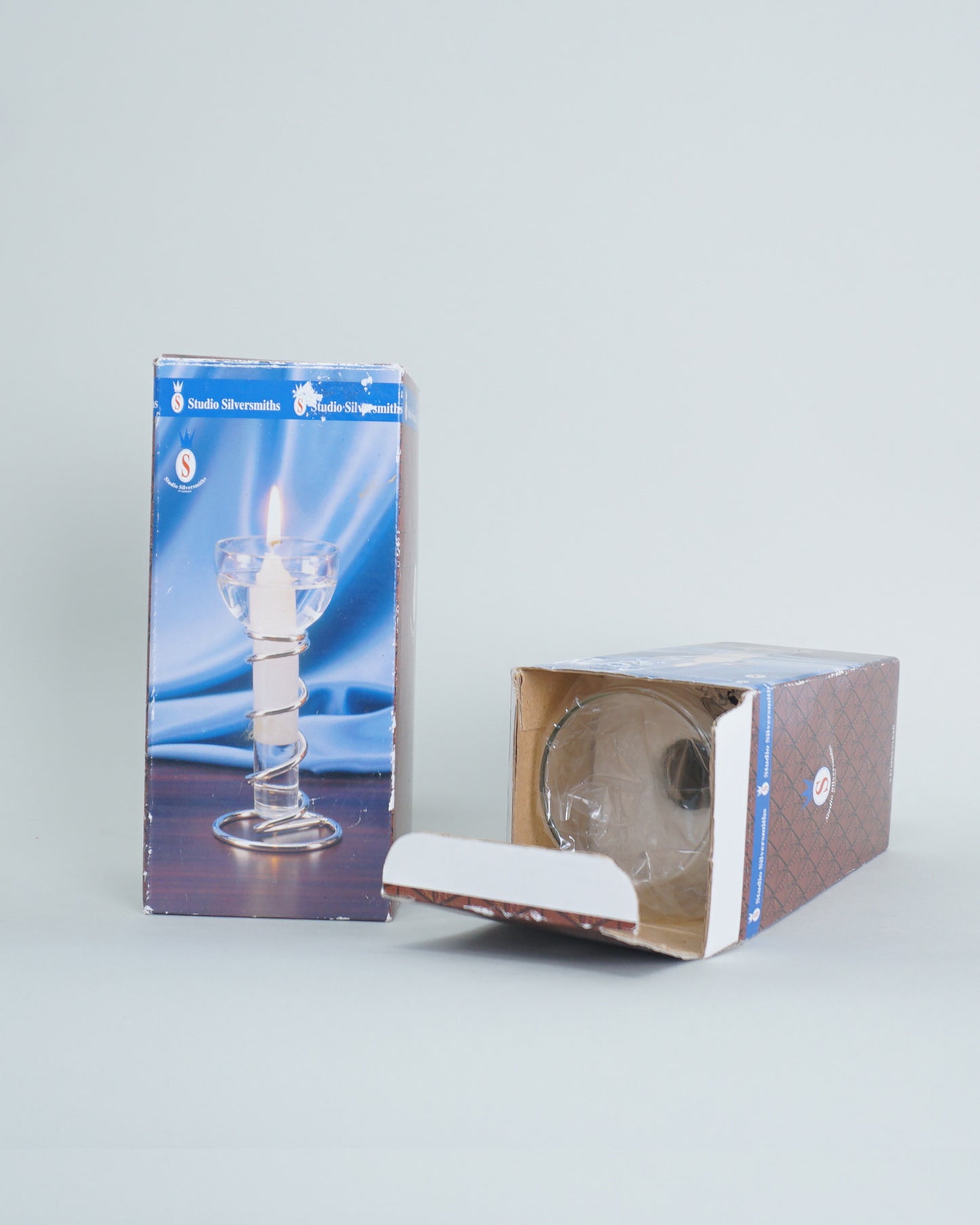 1980s Studio Silversmiths Silver Plated Floating Votive Candle Holder with Frosted Glass Insert