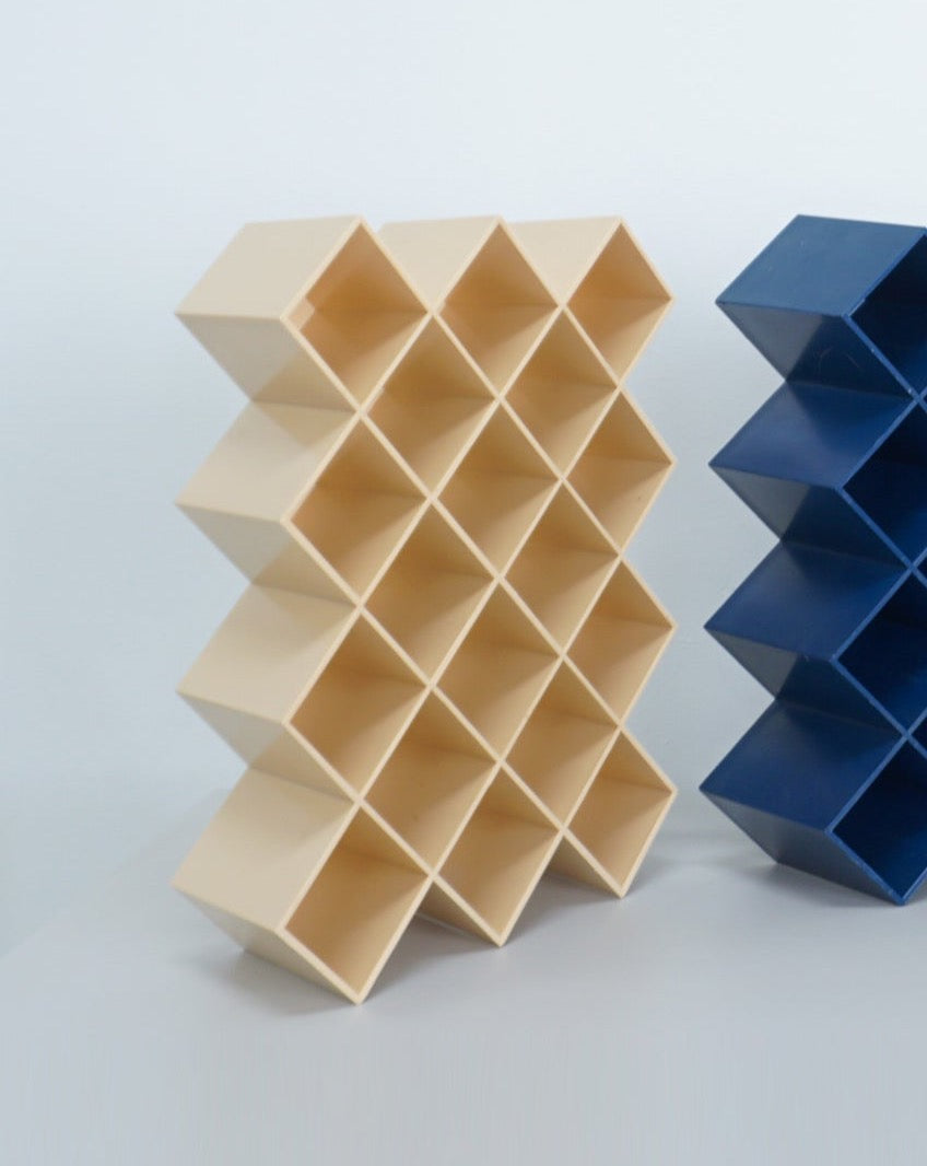 1970s Plastic Storage Rack by Lubge Randel for Capco in Taupe, Cream, and Blue
