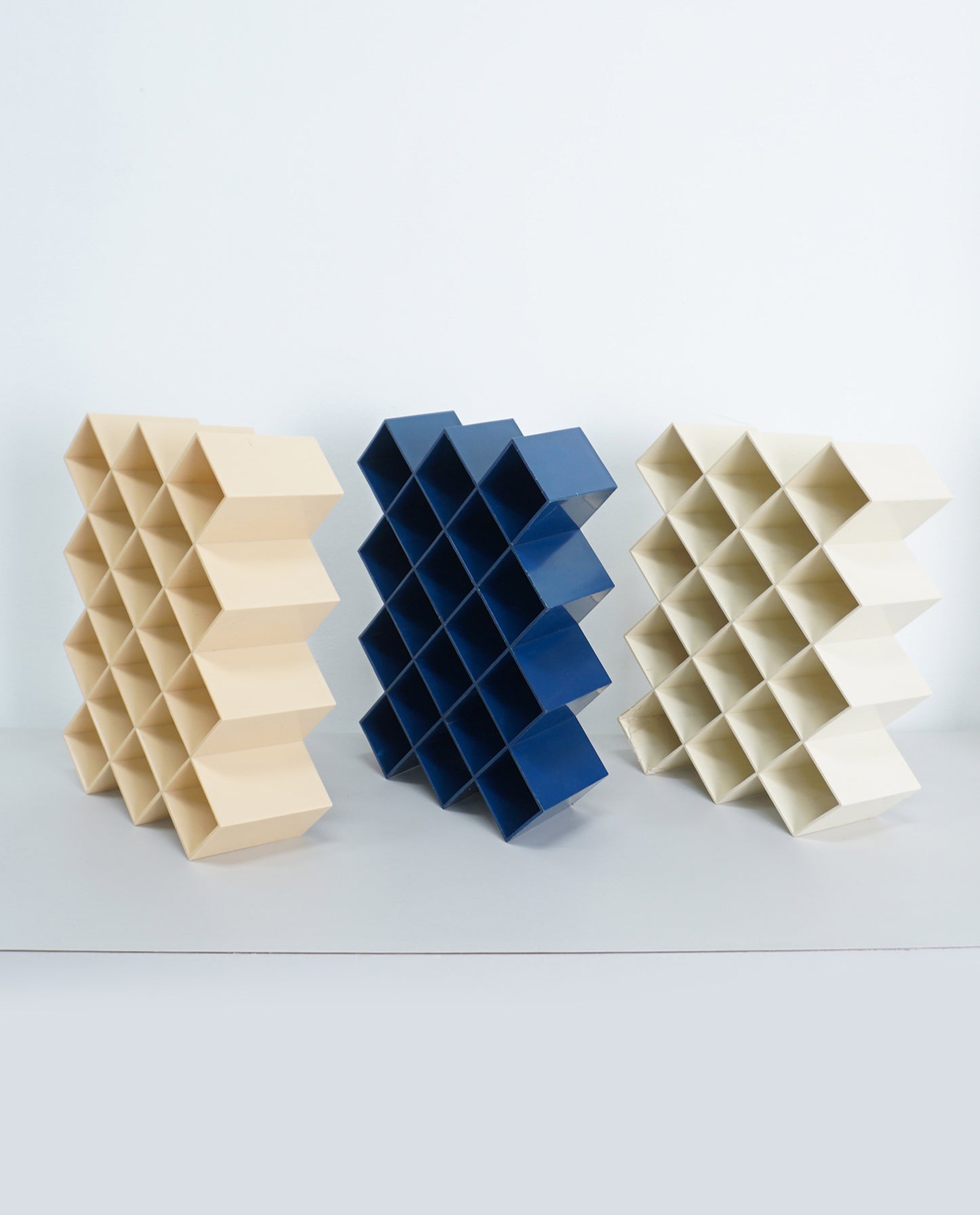 1970s Plastic Storage Rack by Lubge Randel for Capco in Taupe, Cream, and Blue