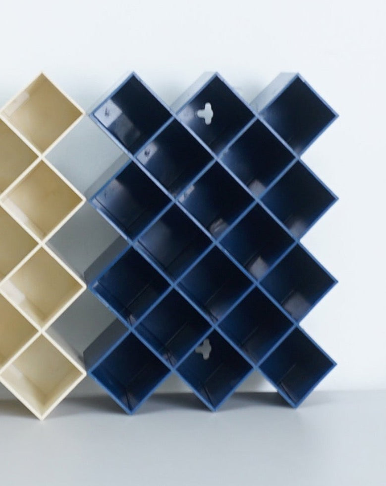 1970s Plastic Storage Rack by Lubge Randel for Capco in Taupe, Cream, and Blue