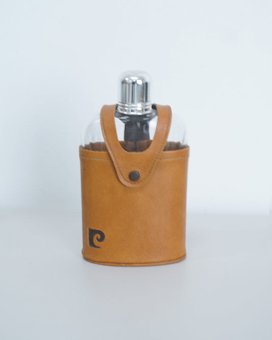 Pierre Cardin Embossed Leather Flask Holder and Flask