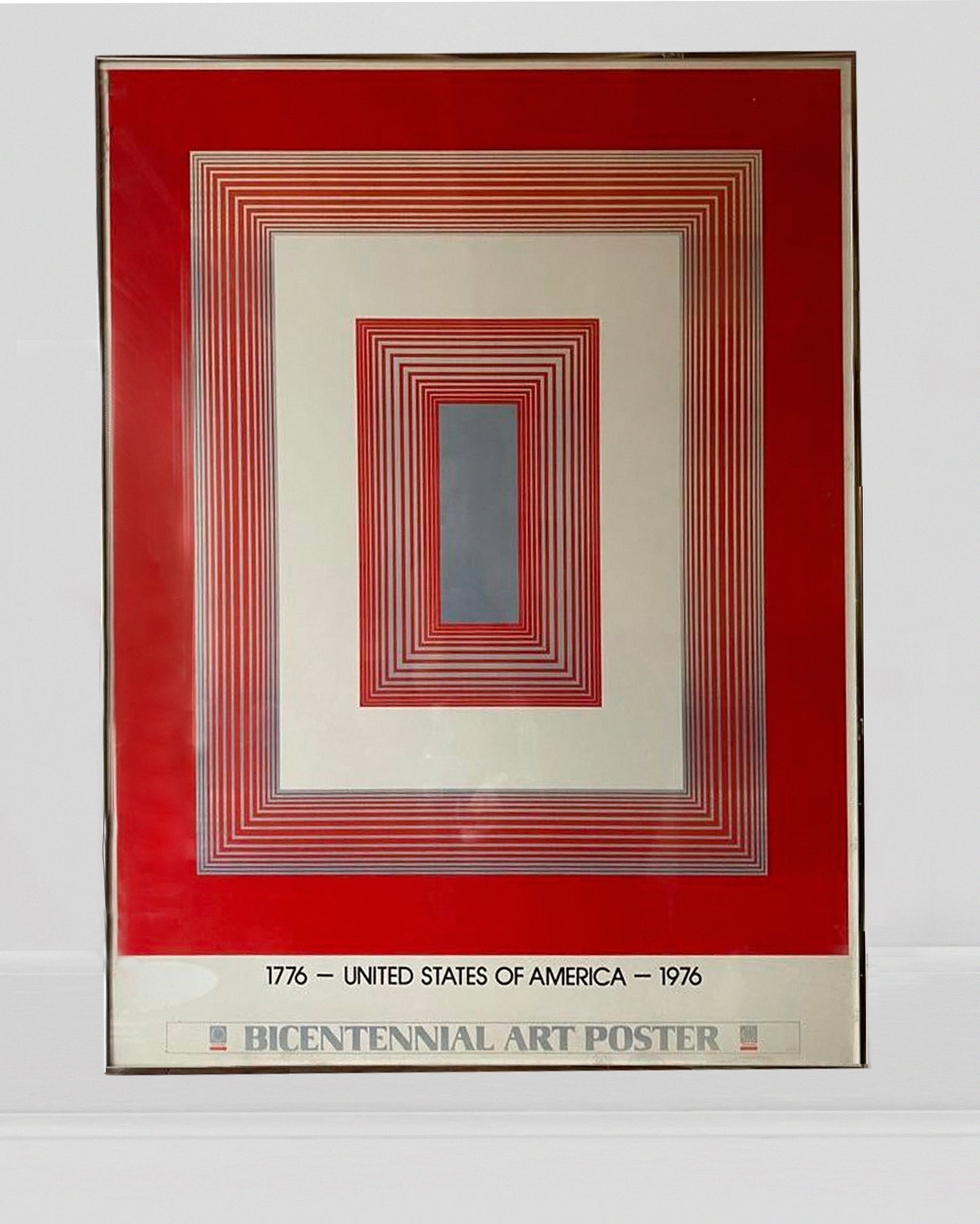 1976 American Bicentennial Aluminum Framed Op Art Poster by Richard Anuszkiewicz