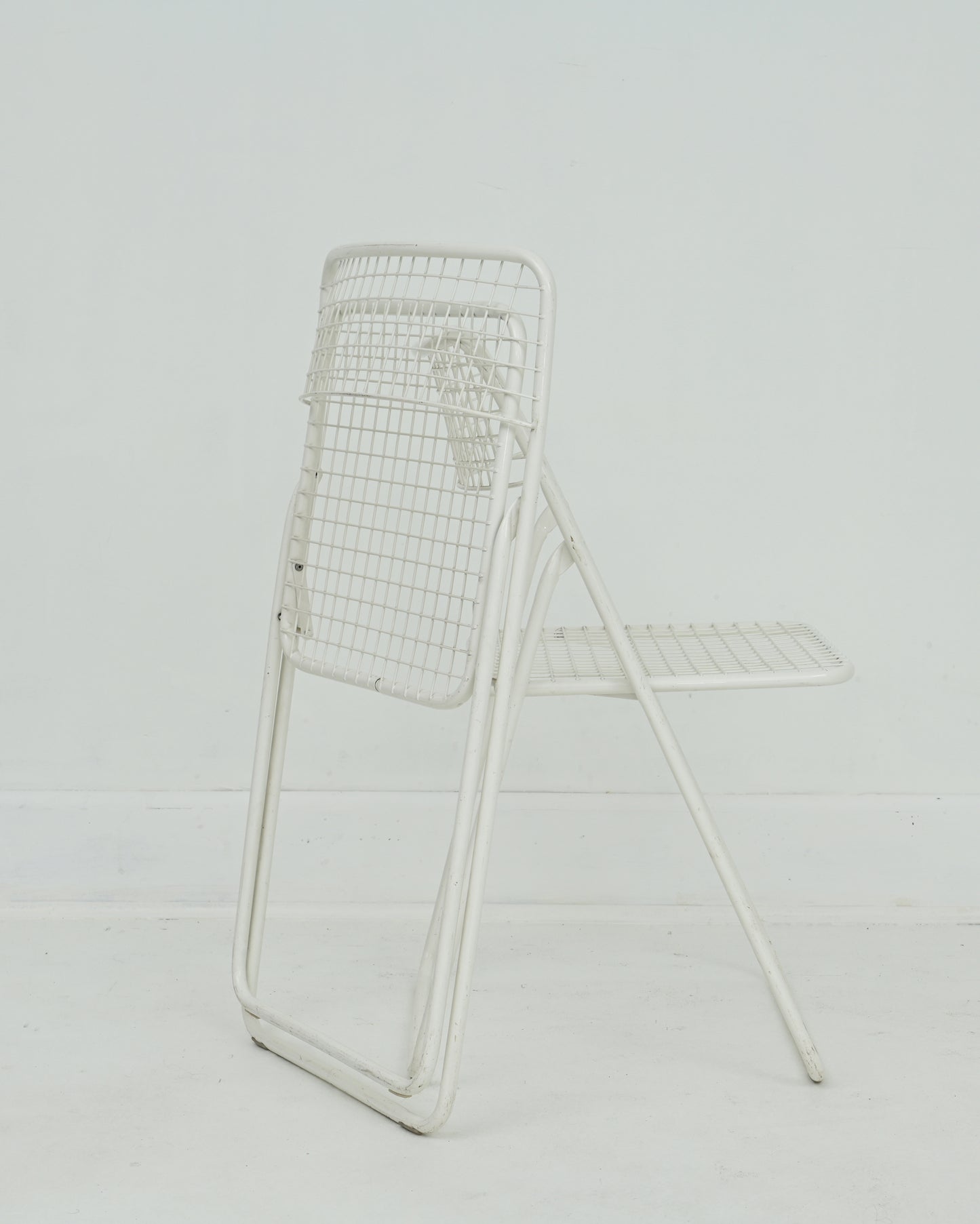 1979 Niels Gammelgaard Ted Net White Metal Grid Folding Chairs