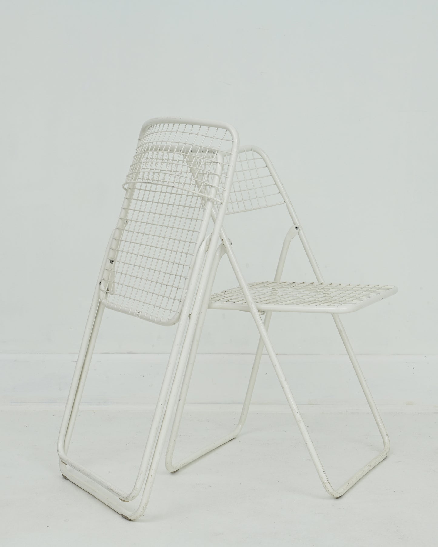 1979 Niels Gammelgaard Ted Net White Metal Grid Folding Chairs