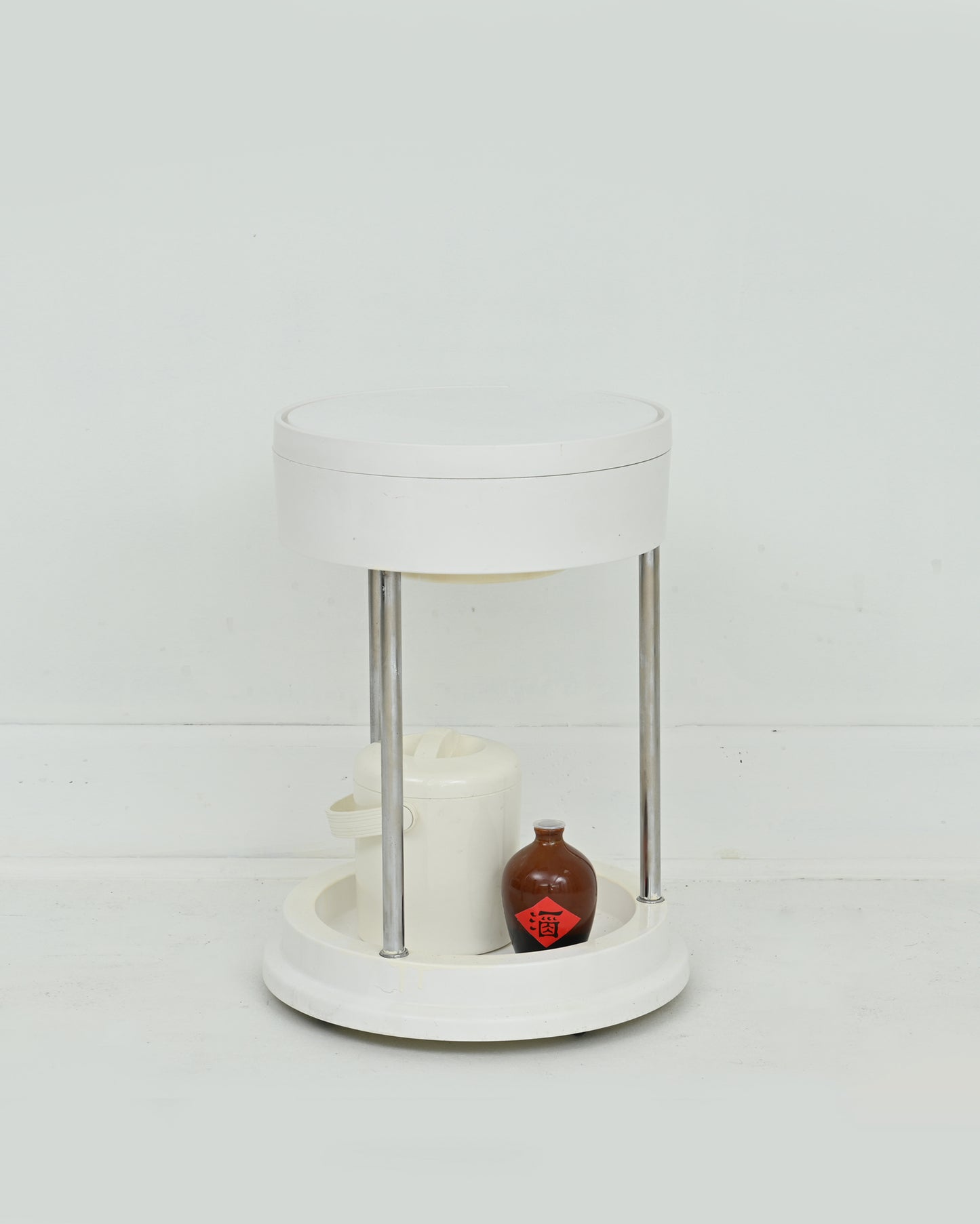 1960s Vesuvio Brevettato White Space Ace Bar Cart Trolley by Carrara & Matta
