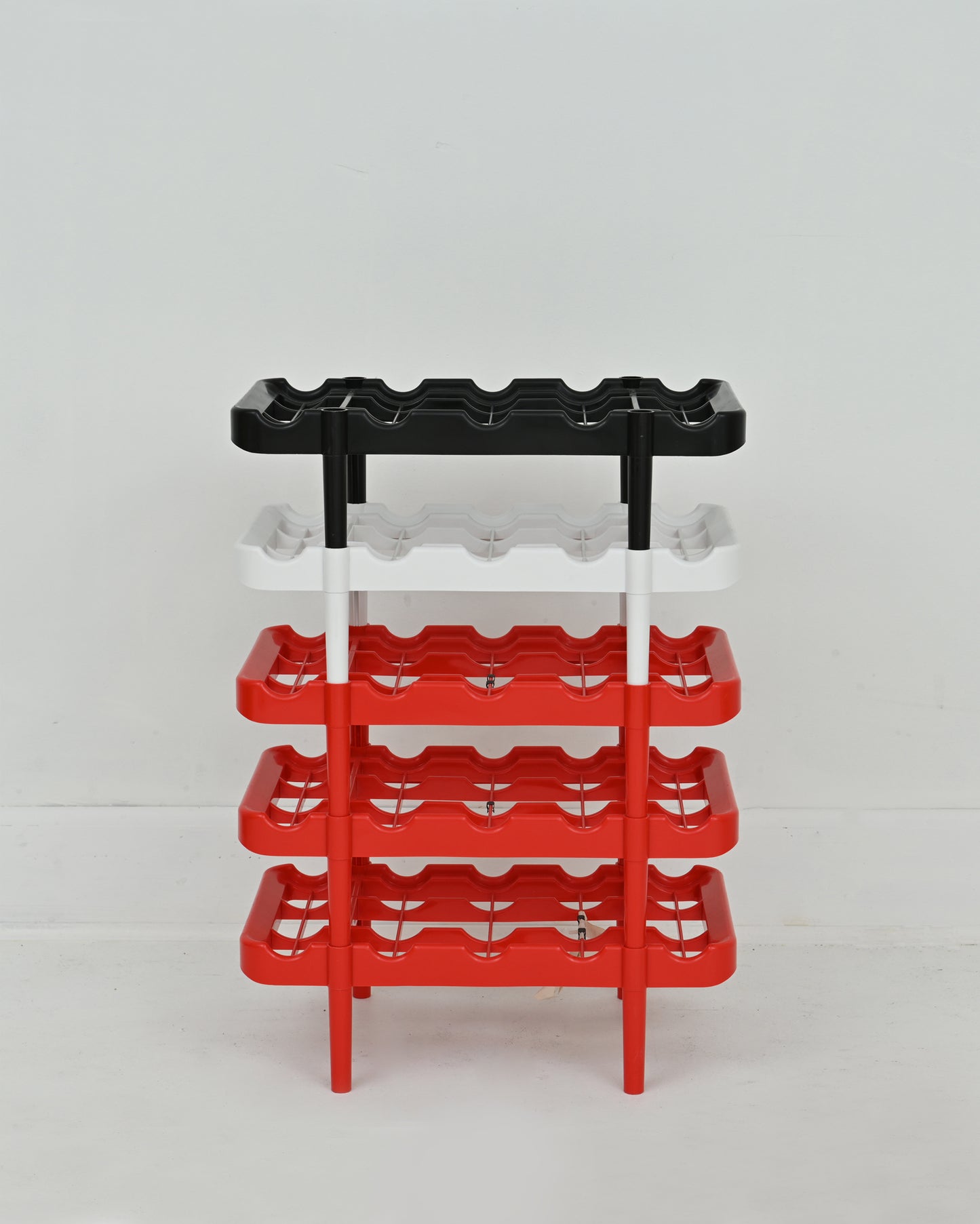 1970s Modular Stacking Red-Black-White Colorway Wine Rack by Kartell