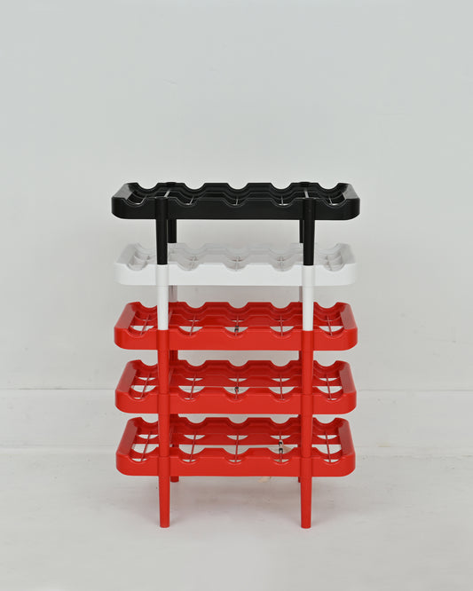 1970s Modular Stacking Red-Black-White Colorway Wine Rack by Kartell