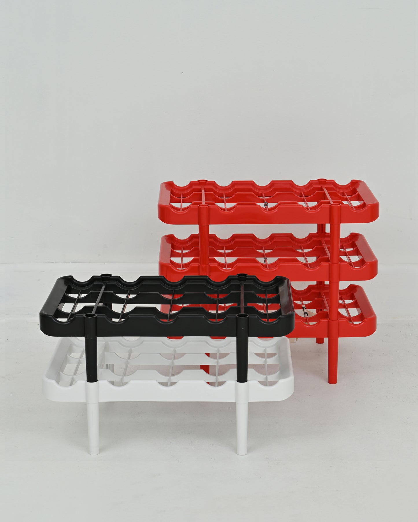 1970s Modular Stacking Red-Black-White Colorway Wine Rack by Kartell