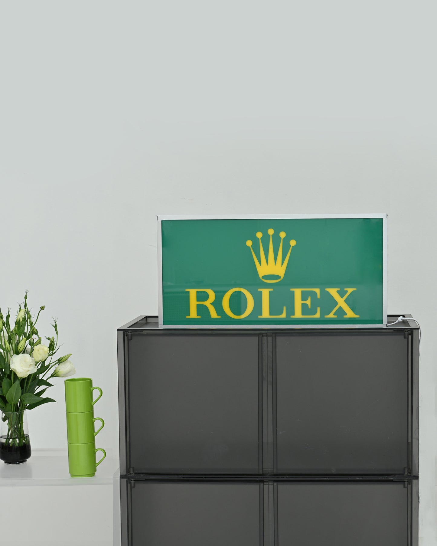 1990s ROLEX Advertising Signage with Yellow Lighting