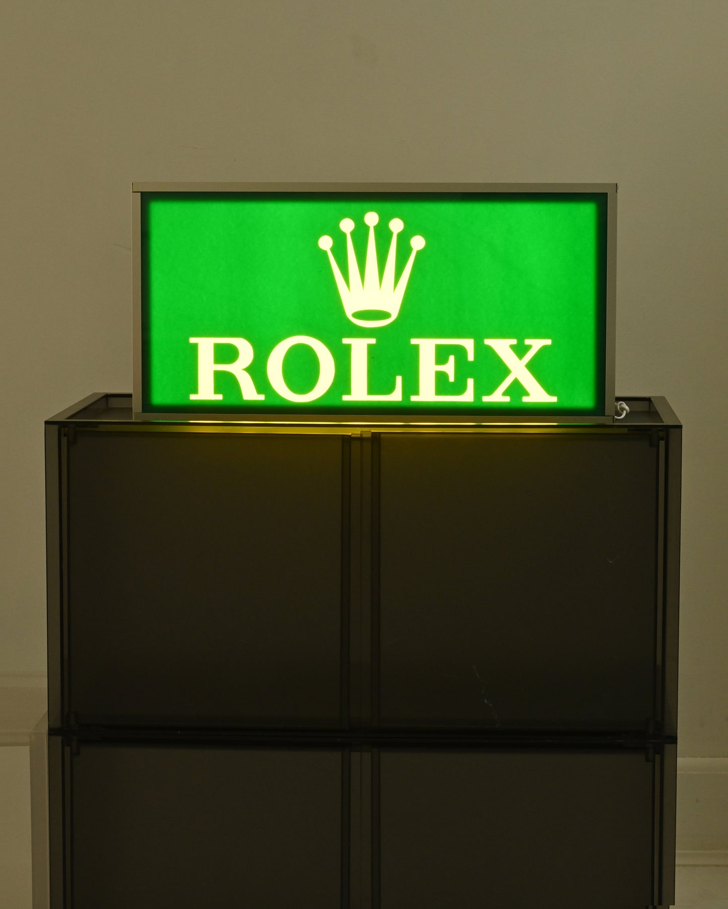 1990s ROLEX Advertising Signage with Yellow Lighting