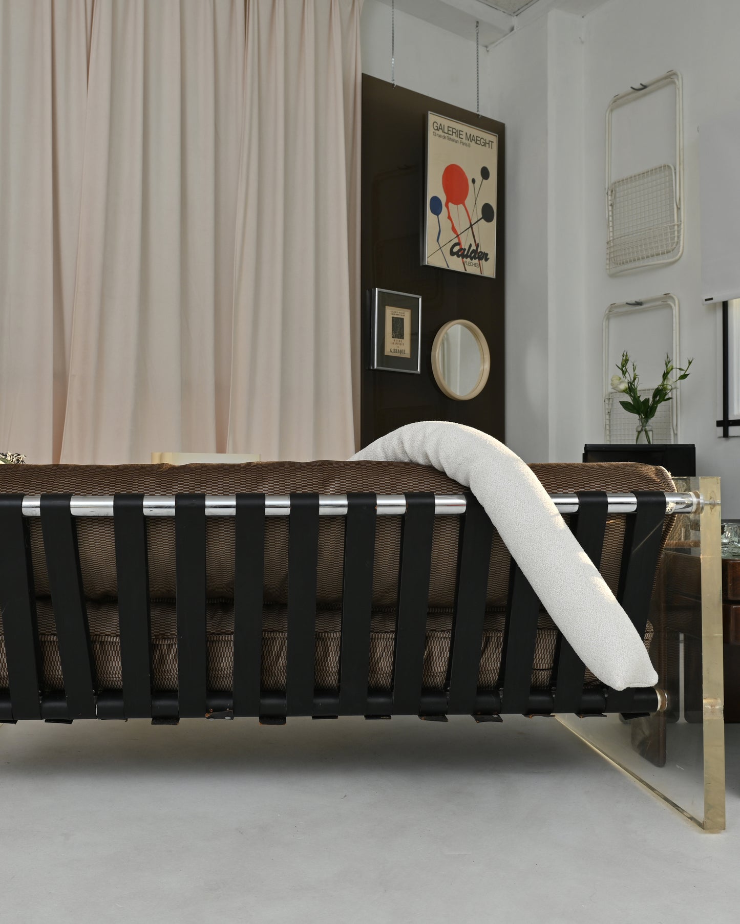 1970s Selig Lucite & Leather Strap Sofa Couch